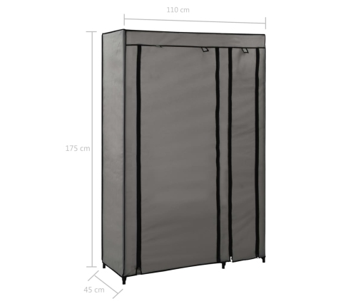 Armario plegable de tela gris 110x45x175 cm