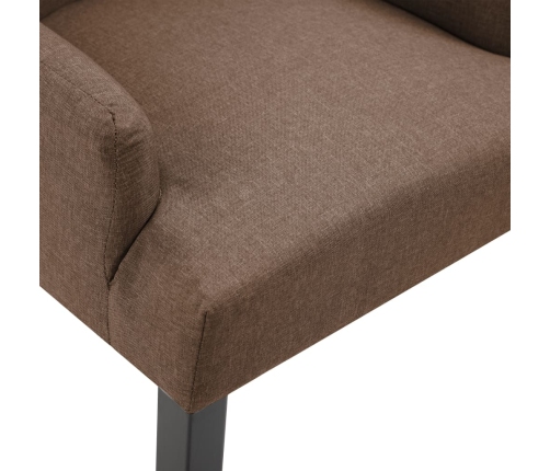 Silla de comedor con reposabrazos de tela marrón