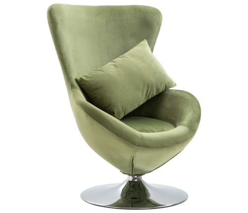 Sillón egg giratorio con cojín terciopelo verde