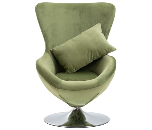 Sillón egg giratorio con cojín terciopelo verde