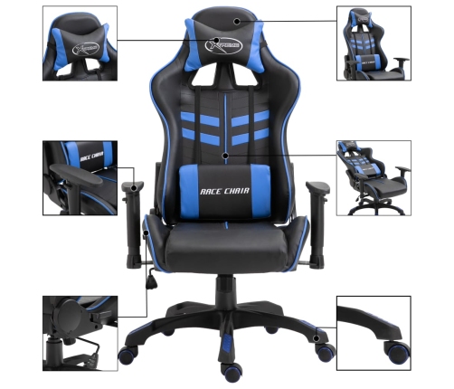 Silla de gaming de cuero sintético azul