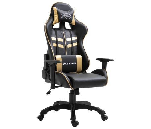 Silla de gaming de cuero sintético dorado