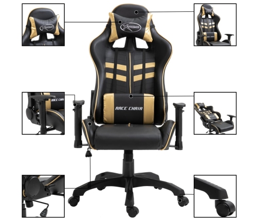 Silla de gaming de cuero sintético dorado