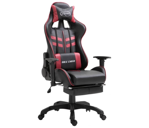 Silla gaming con reposapiés cuero sintético color vino tinto