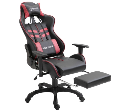 Silla gaming con reposapiés cuero sintético color vino tinto