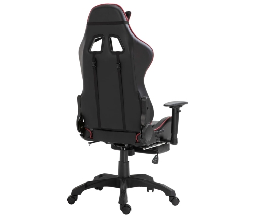 Silla gaming con reposapiés cuero sintético color vino tinto