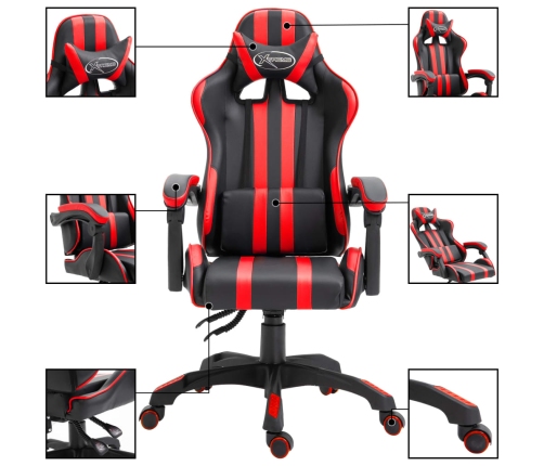 Silla de gaming de cuero sintético rojo