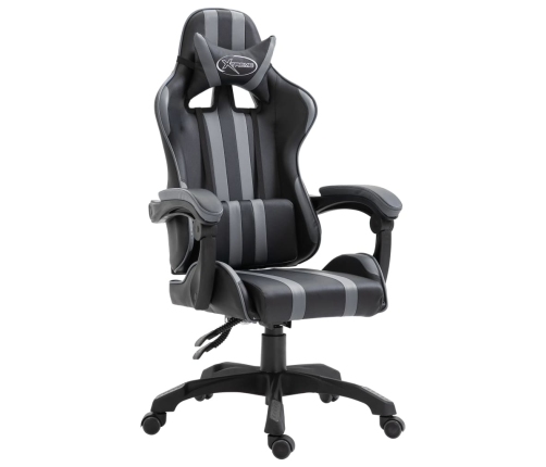 Silla de gaming de cuero sintético gris