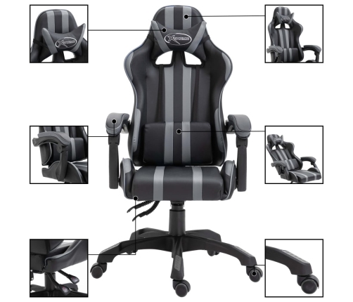 Silla de gaming de cuero sintético gris