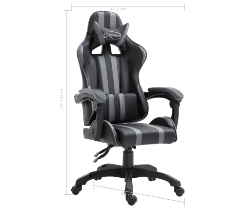 Silla de gaming de cuero sintético gris