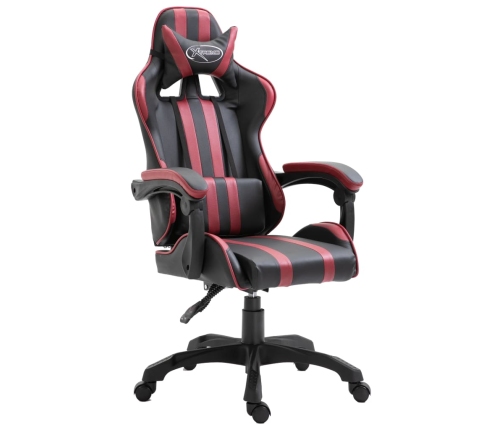 Silla de gaming de cuero sintético color vino tinto