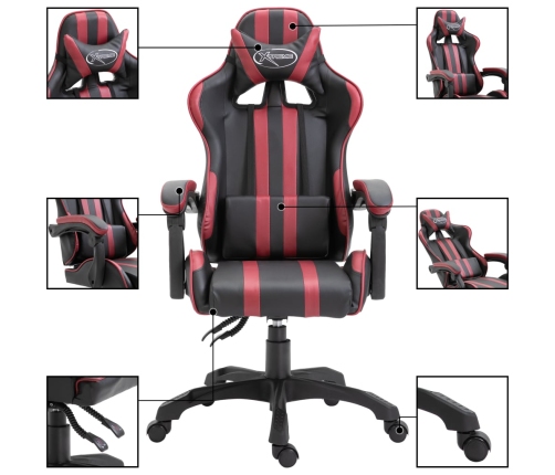 Silla de gaming de cuero sintético color vino tinto