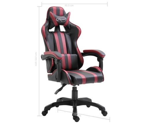 Silla de gaming de cuero sintético color vino tinto