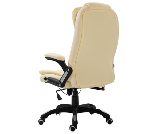 Silla de oficina de cuero sintético color crema