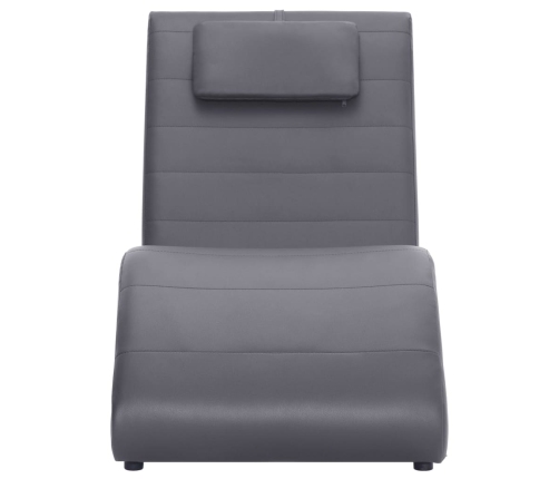 Diván con almohada de cuero sintético gris