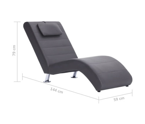 Diván con almohada de cuero sintético gris