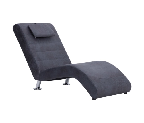 Diván con almohada de piel de ante artificial gris