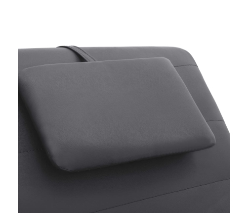 Diván de masaje con almohada de cuero artificial gris