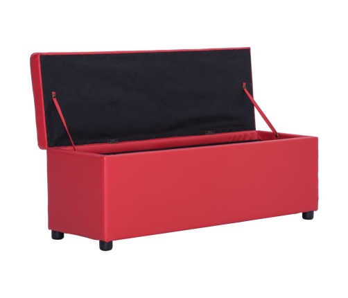 Banco con espacio de almacenaje 116 cm cuero sintético rojo