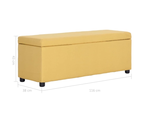 Banco con espacio de almacenaje 116 cm poliéster amarillo