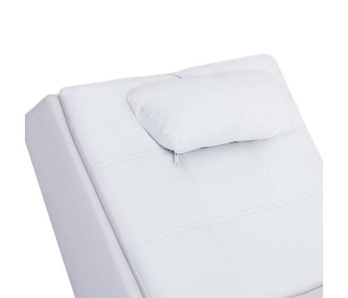 Diván de masaje con almohada de cuero sintético blanco