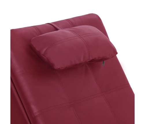 Diván de masaje con almohada de cuero sintético color vino tinto