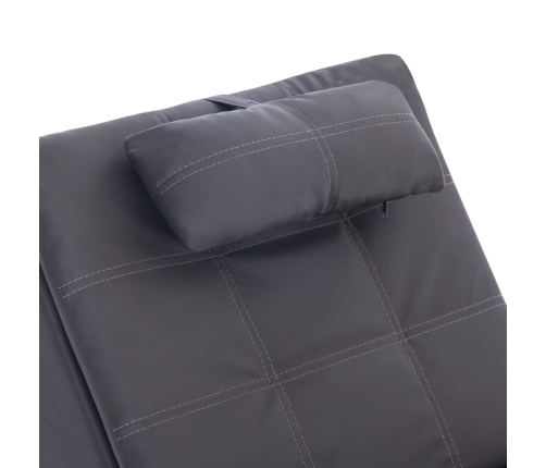 Diván de masaje con almohada de cuero sintético gris