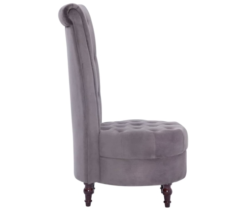 Silla de respaldo alto de terciopelo gris