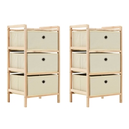 Estantes con 3 cestas de tela 2 unidades madera de cedro beige