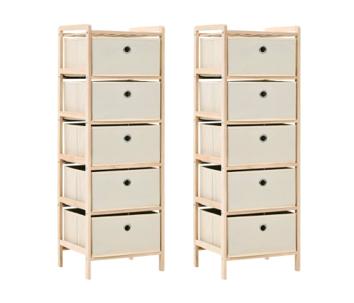 Estantes con 5 cestas de tela 2 unidades madera de cedro beige