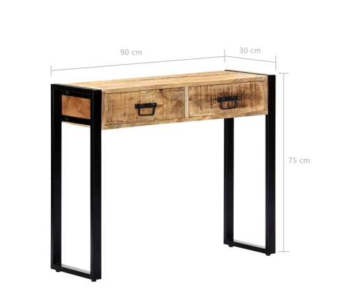 Mesa consola de madera maciza de mango 90x30x75 cm