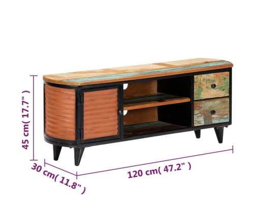 Mueble para TV de madera maciza reciclada 120x30x45 cm