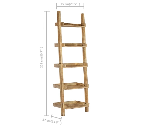 Estantería escalera marrón madera maciza de mango 75x37x205 cm