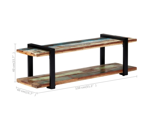 Mueble para TV de madera maciza reciclada 130x40x40 cm