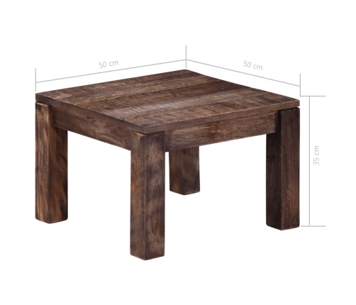 Mesa de centro madera maciza de mango 50x50x35 cm