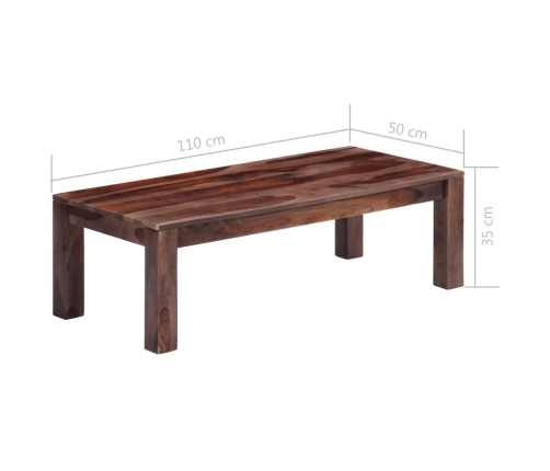 Mesa de centro madera maciza gris 110x50x35 cm