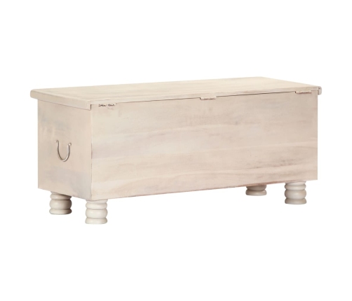 Caja de almacenaje madera maciza de acacia 110x40x45 cm blanco