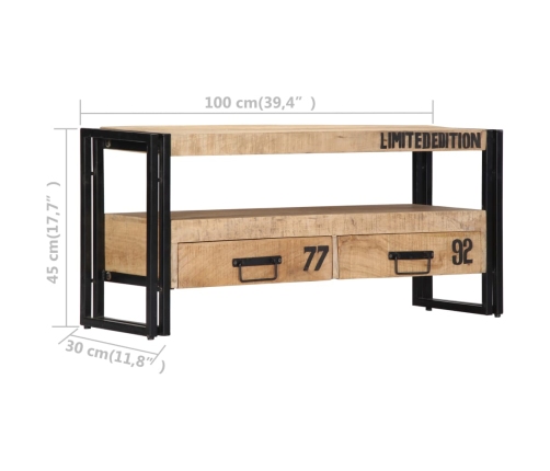 vidaXL Mueble de TV de madera maciza de mango 100x30x45 cm