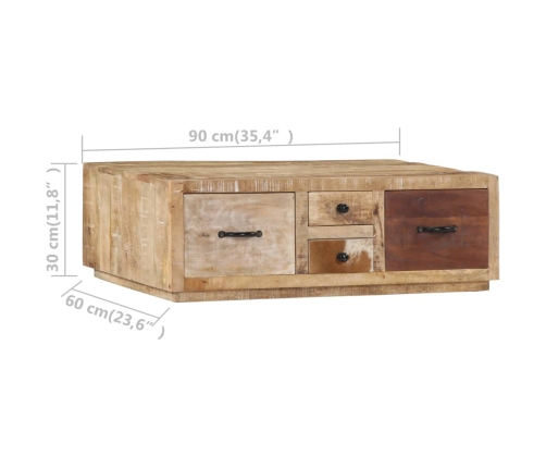 Mesa de centro de madera maciza de mango 90x60x30 cm