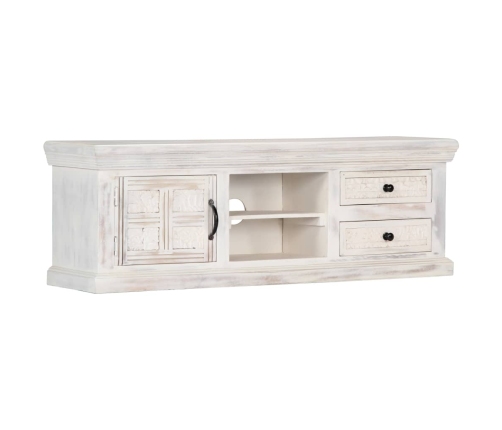 Mueble de TV de madera maciza de mango blanco 120x30x40 cm