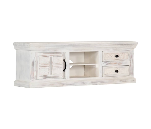 Mueble de TV de madera maciza de mango blanco 120x30x40 cm