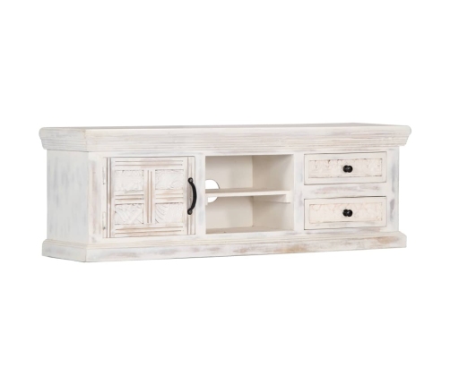 Mueble de TV de madera maciza de mango blanco 120x30x40 cm