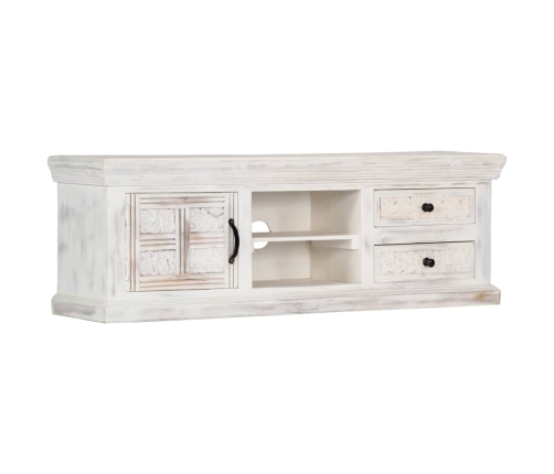 Mueble de TV de madera maciza de mango blanco 120x30x40 cm