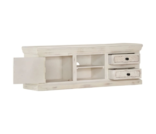 Mueble de TV de madera maciza de mango blanco 120x30x40 cm