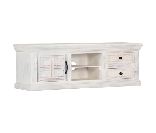 Mueble de TV de madera maciza de mango blanco 120x30x40 cm