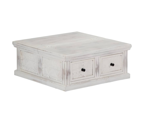 Mesa de centro de madera maciza de mango blanco 70x70x30 cm