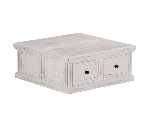 Mesa de centro de madera maciza de mango blanco 70x70x30 cm