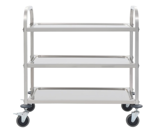 Carrito de cocina de 3 alturas 95x45x83,5 cm acero inoxidable