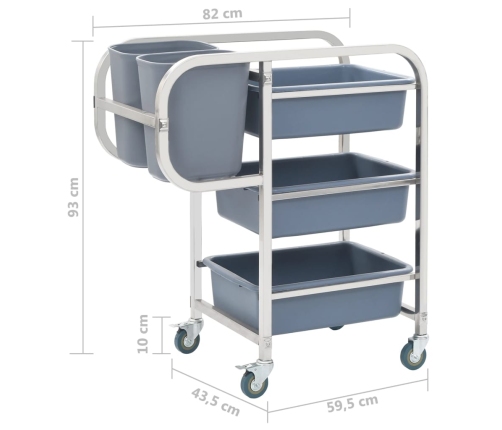 Carrito de cocina con recipientes de plástico 82x43,5x93 cm