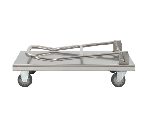 Carro portaequipajes acero inoxidable plateado 82x53x86 cm